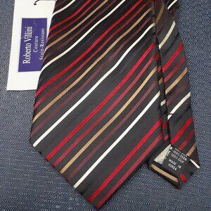 ROBERTO VILLINI Couture Men's Rip Necktie Designer STRIPED Multicolor-Very Nice!